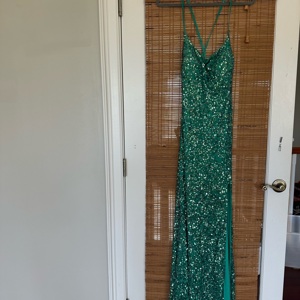 Jules and Cleo Green Sequin Prom Dress